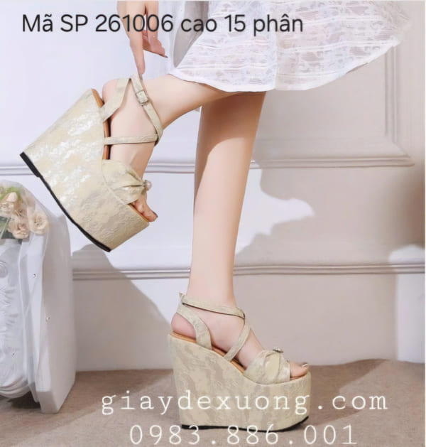 Giày cưới đế xuồng cao 15 phân – Dép đế xuồng quai hậu cao 15 phân  – Giày cao gót 15 phânMã Sản phẩm 261006