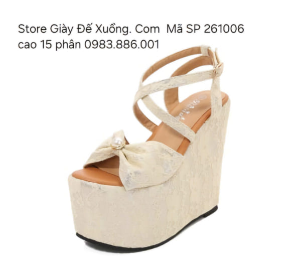 Giày cưới đế xuồng 15 phân – Dép đế xuồng quai hậu cao 15 phân  Mã SP 261006