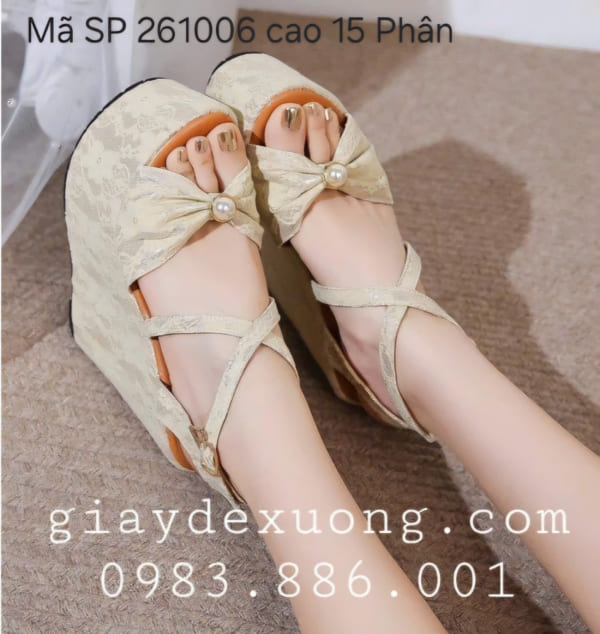 Giày cưới đế xuồng 15 phân – Dép đế xuồng quai hậu cao 15 phân  Mã SP 261006