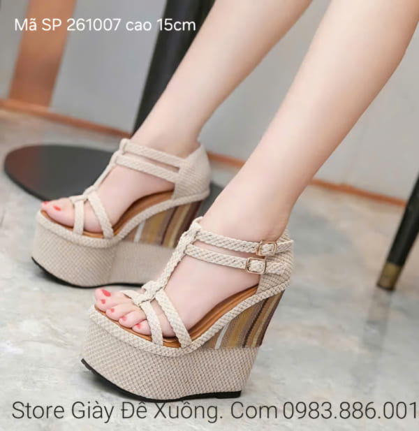 Giày cao gót đế xuồng 15 phân – Giày đế xuồng 15 phân – Giày cưới đế xuồng 15 phân – Dép đế xuồng quai hậu cao 15 phân -Mã SP 261007