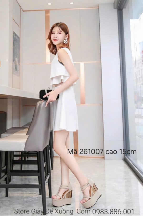 Giày cao gót đế xuồng 15 phân – Giày đế xuồng 15 phân – Giày cưới đế xuồng 15 phân – Dép đế xuồng quai hậu cao 15 phân -Mã SP 261007