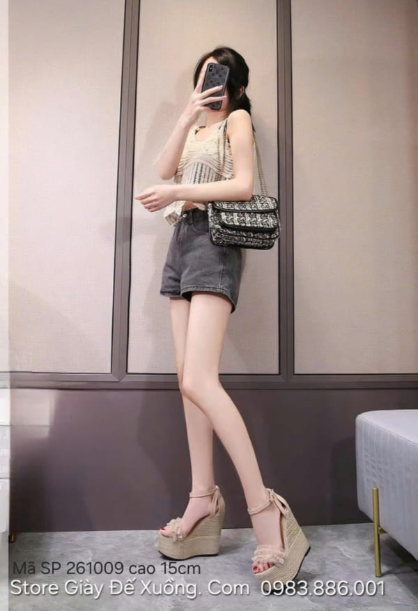 Giày cao gót đế xuồng 15 phân – Giày đế xuồng 15 phân – Giày cưới đế xuồng 15 phân – Dép đế xuồng quai hậu cao 15 phân -Mã SP 261009