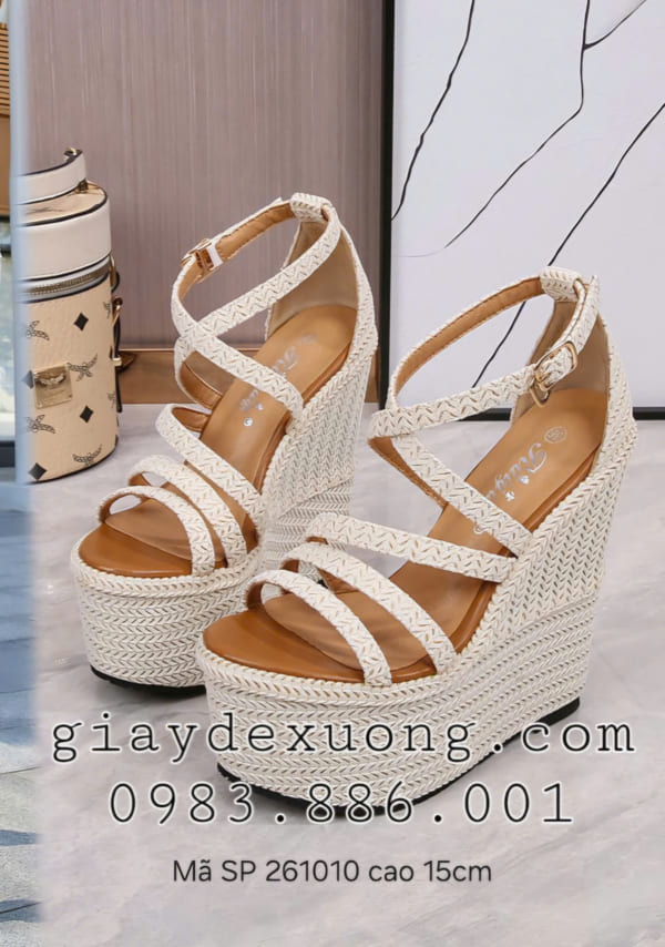 Giày cao 15 phân – Giày Dép đế xuồng quai hậu cao 15 phân  Giày cưới 15cm Mã SP 261010